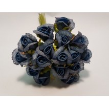 Flor promo foam/arpillera rosa d.3cm x 16 azul