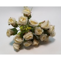Flor promo foam/arpillera rosa d.3cm x 16 beige