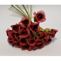 Flor promo foam/arpillera rosa d.3cm x 16 burdeos