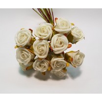 Flor promo foam rosa rellena d.3cm x 12 beige