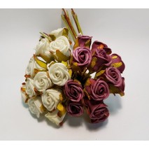 Flor promo foam rosa rellena d.3cm x 12 beige