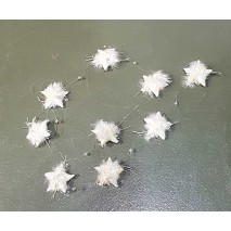 Guirnalda navidad  d.7cm 9 estrellas plumas/cristal blanca x 150cm