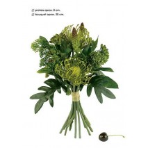 Pomo bouquet verdes protea y bayas 28cm