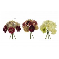 Pomo bouquet hortensias/peonías/zinnias x 5 blanco