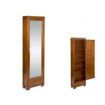 Mueble zapatero 1 puerta c/espejo 50x20x170cm madera midi nogal