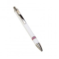 Bolígrafo personalizable blanco con franja rosa