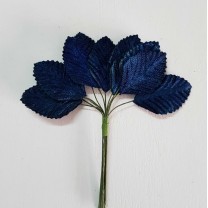 Pomito flor mini tela hojas terciopelo 4,8 x 2,5cm azul