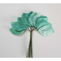 Pomito flor mini tela hojas terciopelo 4,8 x 2,5cm verde agua