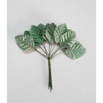 Pomito flor mini tela hojas terciopelo 4,8 x 2,5cm verde seco