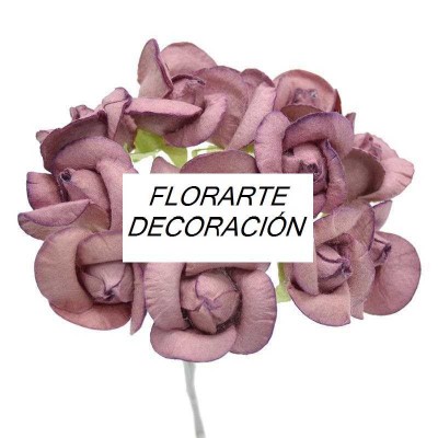 Pomito flor mini papel rosa 2,5 cm x 12 rosa palo