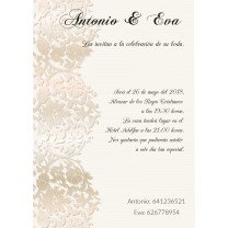 Invitación boda personalizada c/sobre beige papel estucado mate 250gr 18 x 12,5cm
