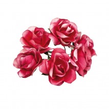 Pomito flor mini papel rosa 3,5cm x 6 unidades roja