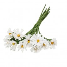 Pomito flor mini tela margarita d.1,5cm x 10 unidades blanca