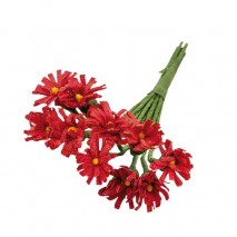 Pomito flor mini tela margarita d.1,5cm x 10 unidades rojo