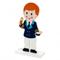 Figura madera niño comunión c/helado 16 cm