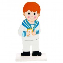 Figura para tarta madera niño comunión marinero c/libro 16cm