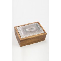 Caja para arras de boda madera/plata rectangular 8 x 10-3