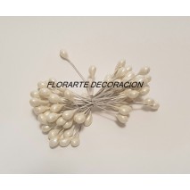 Pomito flor mini pasta pistilo alambrado xl x 50 unidades blanco perlado