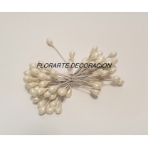 Pomito flor mini pasta pistilo alambrado xl x 50 unidades blanco perlado