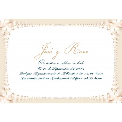 Invitacion boda c/sobre beig papel estucado mate 250 grs 12,5 x 18 cm