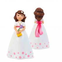 Figura para tarta comunión niña morena c/flor 17 cm