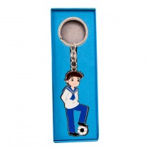 Llavero personalizable niño c/balón caja 14,5 x 5cm azul